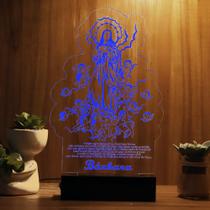 Luminária Abajur Oração de Santa Bárbara LED Azul Luminária Abajur Oração de Santa Bárbara LED Azul