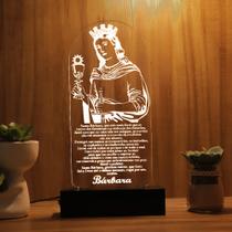 Luminária Abajur Oração de Santa Bárbara LED Branco Luminária Abajur Oração de Santa Bárbara LED Branco