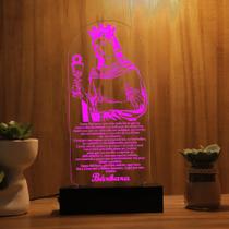 Luminária Abajur Oração de Santa Bárbara LED Rosa Luminária Abajur Oração de Santa Bárbara LED Rosa