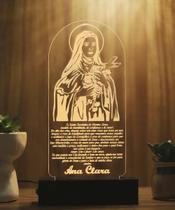 Luminária Abajur Oração Santa Teresinha LED Amarelo
