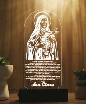 Luminária Abajur Oração Santa Teresinha LED Branco