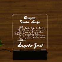 Luminária Abajur Oração Santo Anjo LED Branco Luminária Abajur Oração Santo Anjo LED Branco