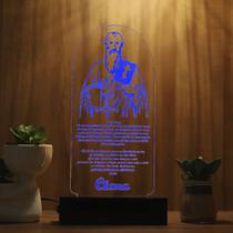 Luminária Abajur Oração São Paulo LED Azul