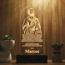 Luminária Abajur Oração São Pedro LED Amarelo