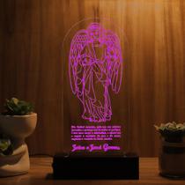 Luminária Abajur Oração São Rafael LED Rosa