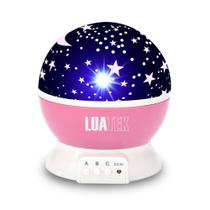 Luminária Abajur Projetor de Estrelas Rosa