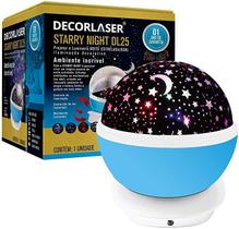 Luminaria abajur projetor estrelas led rgb decorlaser azul