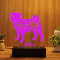 Luminária Abajur Pug LED Rosa Luminária Abajur Pug LED Rosa