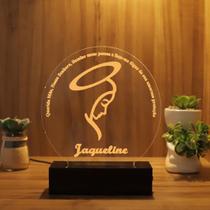 Luminária Abajur Querida Mãe, Nossa senhora de Aparecida LED Amarelo