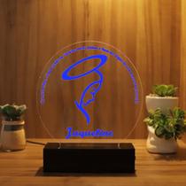 Luminária Abajur Querida Mãe, Nossa senhora de Aparecida LED Azul