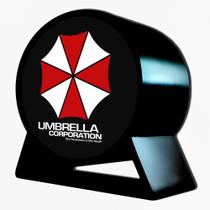 Luminária Abajur Redonda Resident Evil Umbrella Corporation Decoração Gamer