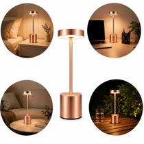 Luminária Abajur Rose Gold Touch Led Recarregável Usb Presente Ideal Luminária Abajur Rose Gold Touch Led Recarregável Usb Presente Ideal