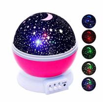 Luminaria Abajur Rotativa Festa Criança Neon Quarto Projetor Luz Ceu Estrelas ROSA
