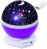 Luminaria Abajur Rotativa Festa Criança Neon Quarto Projetor Luz Ceu Estrelas ROXO