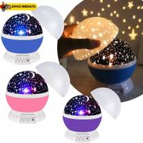 Luminaria Abajur Rotativa Projetor Globo Estrela Criança Festa Star Galaxia Lua Colorida Decorações