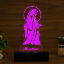 Luminária Abajur Santa Maria Minimalista LED Rosa