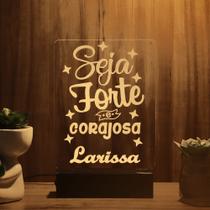 Luminária Abajur Seja Forte e Corajoso LED Amarelo Luminária Abajur Seja Forte e Corajoso LED Amarelo