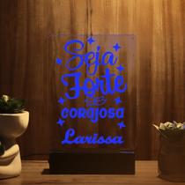 Luminária Abajur Seja Forte e Corajoso LED Azul