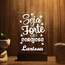 Luminária Abajur Seja Forte e Corajoso LED Branco Luminária Abajur Seja Forte e Corajoso LED Branco