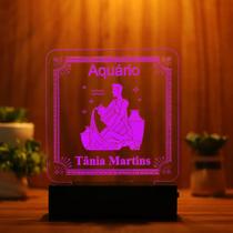 Luminária Abajur Signo Aquário LED Rosa Luminária Abajur Signo Aquário LED Rosa