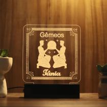 Luminária Abajur Signo Gêmeos LED Amarelo Luminária Abajur Signo Gêmeos LED Amarelo