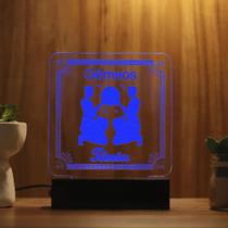 Luminária Abajur Signo Gêmeos LED Azul