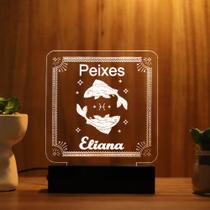 Luminária Abajur Signo Peixes LED Branco