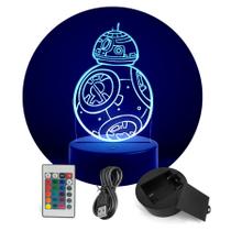 Luminária Abajur Star Wars - Robô BB-8 RGB Controle + Toque