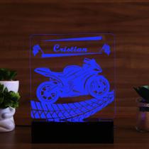 Luminária Abajur Super Bike LED Azul