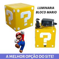 Luminária Abajur Super Mario Bloco Interrogação AMARELA E BRANCA