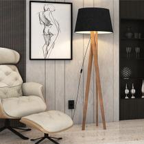 Luminaria Abajur Tripe Chão Madeira Retrô Luxo Alto Padrão