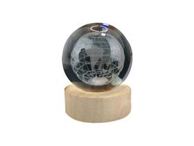 Luminária Abajur USB Enfeite Decorativo Esfera de Vidro 3D Com Led Planetário Quarto