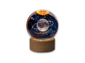 Luminária Abajur USB Enfeite Decorativo Esfera de Vidro 3D Com Led Planetário Quarto - Apex