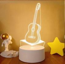 Luminária Abajur Violão Guitarra Display Acrílico Led 3d Mesa Quarto Namorado Luz Presente Mãe Pai Filho Avo Namorada