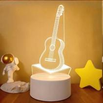 Luminária Abajur Violão Guitarra Display Acrílico Led 3D