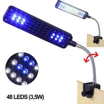 Luminária Aquário clip 48 Led Branco Azul Bivolt Flexível GT834 - Lorben