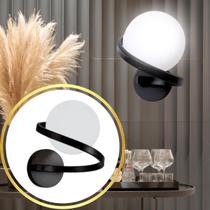 Luminária Arandela 24Cm Globo Vidro 15Cm Jabuticaba Parede Gimpo Kjbd-444