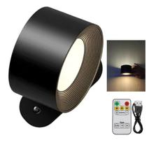 Luminaria Arandela 3 Tons LED USB Bateria Recarregavel Controle Parede Cabeceira Mesa Quarto Sala Iluminaçao Leitura Luminaria Arandela 3 Tons LED USB Bateria Recarregavel Controle Parede Cabeceira Mesa Quarto Sala Iluminaçao Leitura