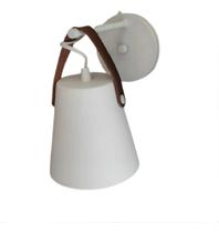 Luminária Arandela Branca Com Couro 1 Lamp. - Juni