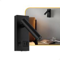 Luminária Arandela De Cabeceira 2w Leitura Noturna Usb E Usbc Biv Quarto Escritório Escrivaninha Mesa Branco Quente 3000k Minimalista Articulada