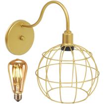 Luminária Arandela de Parede Aramada Globo Industrial Retro + Lâmpada Led ST64 Vintage