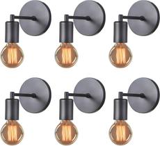 Luminária Arandela de Parede Cabeceira Quarto Sala Corredor Retro Moderna Vintage Hotel 127v E 220v Preto Kit Com 6 Luminária Arandela de Parede Cabeceira Quarto Sala Corredor Retro Moderna Vintage Hotel 127v E 220v Preto Kit Com 6