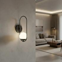 Luminaria Arandela De Parede Oval Quarto Cabeceira Lateral De Cama Jabuticaba Globo Vidro Leitoso Fosco