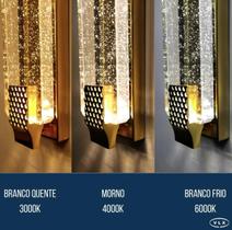 Luminária Arandela Led Cristal 3 Cores Parede Dourado Bivolt