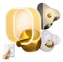 Luminária Arandela Luxuosa Pétala De Parede Led 3 Cores Dourada Moderna Quadrada EBAR80204