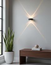 Luminária Arandela Mini Arctis 2w Iluminação de Parede Led Branco Quente 3000k Ip65 Bivolt Moderna Casa 2 Focos Preta Decorativa