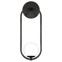 Luminária Arandela Oval Aro Globo Vidro Sala Lavabo Preto