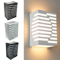 Luminária Arandela Retangular Alumínio Com Efeito Luminoso Parede / Muro 6223 - Branco Texturizado