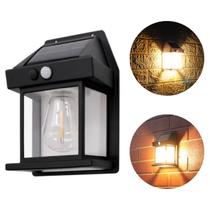 Luminária Arandela Solar de Parede LED com Sensor Movimento Externa Jardim Fachada