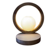 Luminária Arc Wood De Mesa Com Globo de Vidro 18cm X 16cm Ofertamo